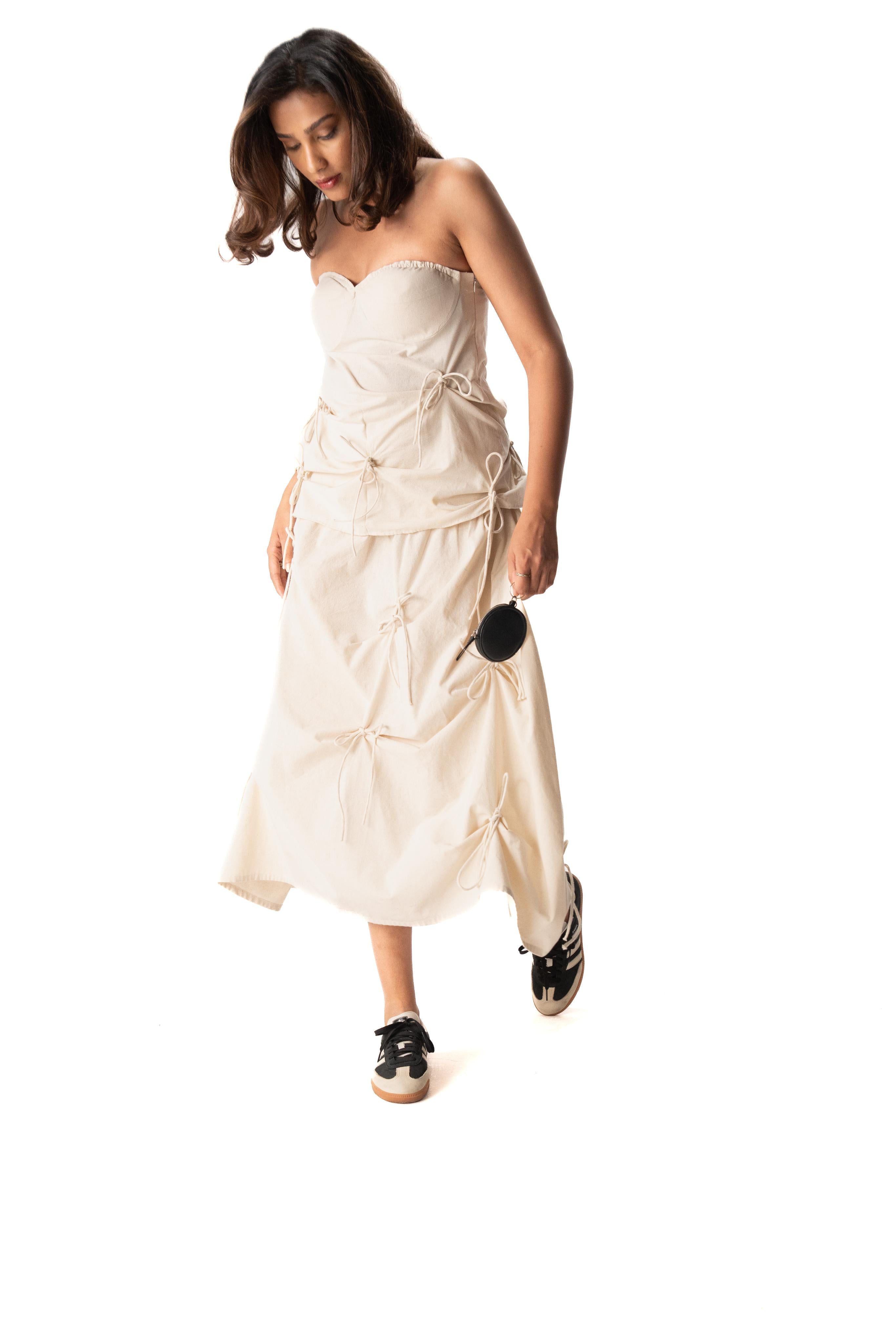 Strings Attached Skirt (Beige)